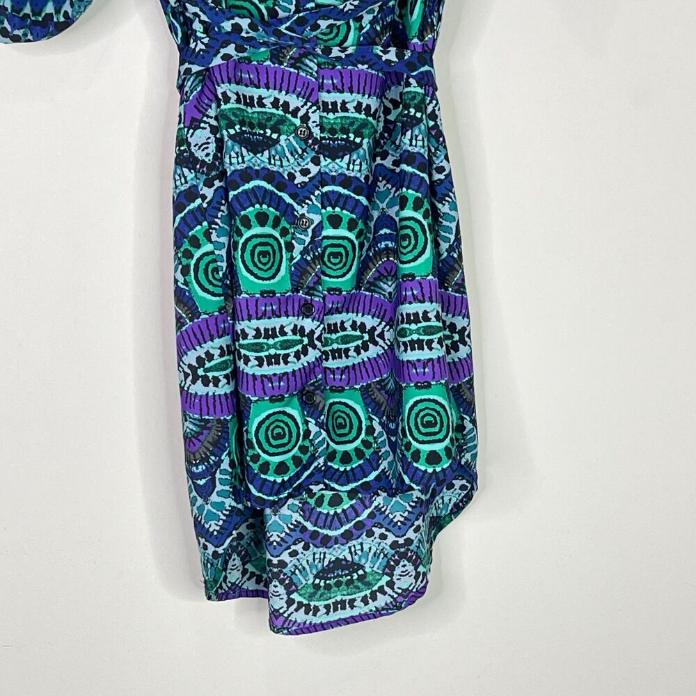 Anthropologie Maeve Ikat Roll Tab Sleeve Belted Shirt Dress Women's Size XS - Picture 6 of 10